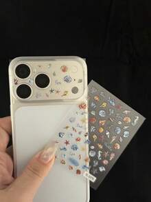 3pcs Cartoon Ocean Summer Camera Lens Protector Case For IPhone 17 ProMax 17 Pro, Matte Transparent Lens Cover With DIY Sticker, Cute Puppy Design - Colorful Marine Life - View 3