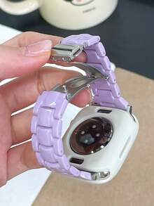星空图案柔软硅胶表壳 + 亚克力塑料表带，适用于 42mm 46mm 41mm 38mm 40mm 42mm 44mm 45mm 49mm，K-Pop 女团粉丝必备，兼容 10 9 8 SE 7 6 5 4 3，简约纯色运动表带套装 - 淡紫色 - 查看 3