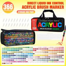 Markere acrilice cu vârf moale, 366/360/288/240/168/120 de culori, markere acrilice lichide pentru pictură profesională de artă studențească, markere cu vârf moale pentru hârtie, stivuire, cărți de colorat DIY, pot fi folosite pe sticlă și piatră - Seturi - Vizualizare 20