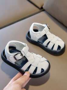 1双夏季婴儿凉鞋，幼儿防滑软底编织镂空防踢沙滩鞋，男女童均适用 - 米色 - 查看 2