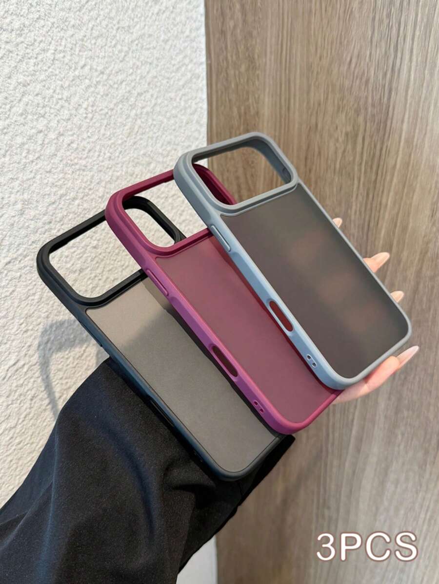 Bộ 3 ốp lưng điện thoại trong mờ màu đen, đỏ tía và xám, tương thích với iPhone 17, 17 Pro, 17 Air, 17 Pro Max, 11, 11 Pro, 11 Pro Max, 12, 12 Pro, 12 Pro Max, 13, 13 Pro, 13 Pro Max, 14, 14 Pro, 14 Plus, 14 Pro Max, 15, 15 Pro, 15 Plus, 16, 16 Pro, 16 Pro Max, 16 Plus