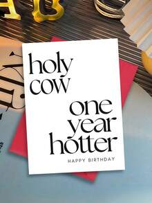 1张“我的天哪，又热辣了一岁”趣味生日贺卡，带信封 - 幽默的“又老了一岁”语录，可爱俏皮风格，内页空白 - A - 查看 6