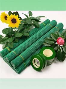 100根人造花铁丝花茎，2号花艺铁丝花茎，手工DIY玫瑰花茎，可弯曲成各种形状，适用于手工花束、工艺品、永生玫瑰装饰、人造植物，适合母亲节、教师节、婚礼装饰、户外装饰。 - 彩色 - 查看 5