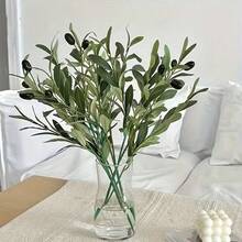2-10pcs Artificial Olive Branches, Fake Green Plant Stems, Silk Olive Leaves, Suitable For Centerpiece Decor, Home Decor, Wedding Decor, Mother's Day - Green - View 8