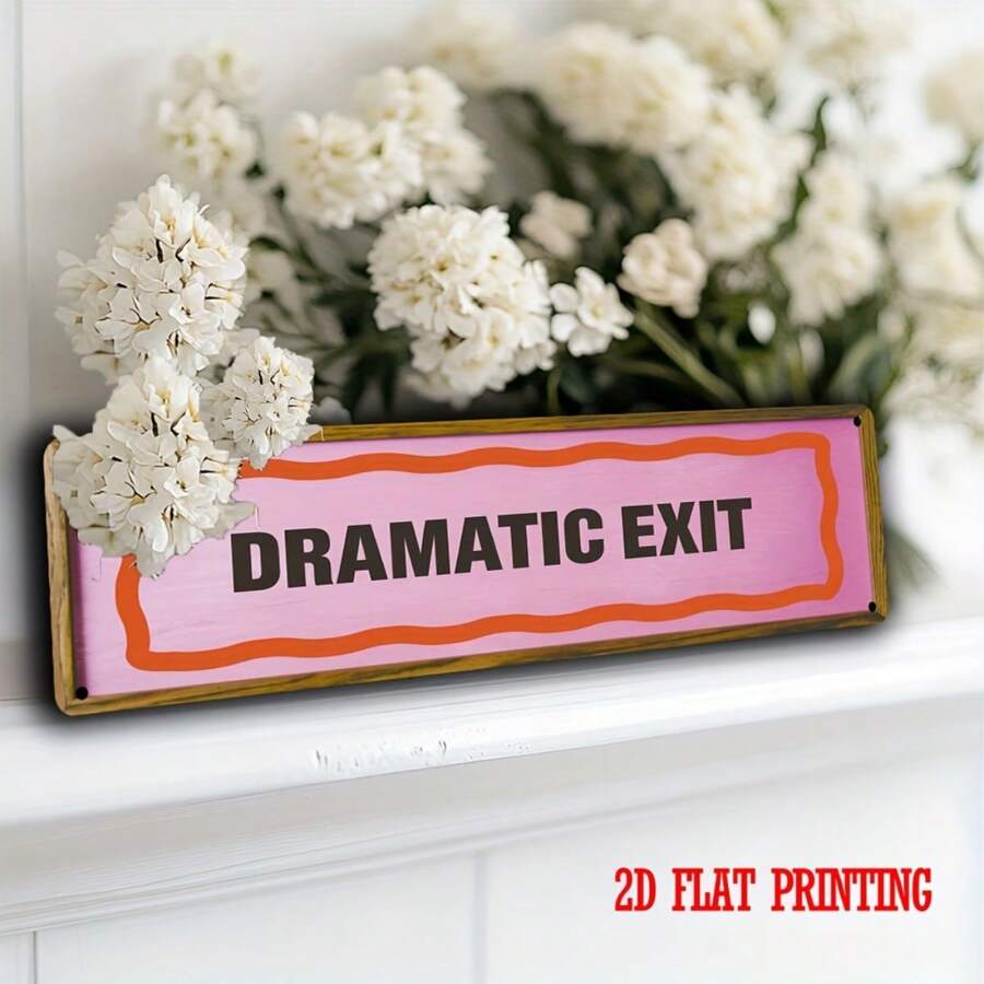 1 pieza Letrero de decoración de calle estilo vintage 2D plano, diseño de salida dramática. Esta placa de metal de estaño es adecuada para la decoración de pared en el hogar, cafetería, garaje, casa de campo, porche, baño, cocina, jardín - A - Ver 1