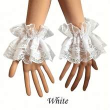 Short Lace  For Women With Ruffled Floral Black Lace And Stretchy Wrist Cuffs - Nhiều màu - Xem 4