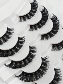 7 Pairs Fashionable Criss-Cross False Eyelashes - Black - View 5