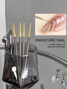 5-Piece/Set Nail Art Liner Pen, New Japanese-Style Fine-Line Nail Art Pen Set With Gray Handle For Nail Painting, Used For Long Fine Lines, Tiny Details, Precise Drawing, Delicate Coloring, DIY Floral Line Drawing, Striped Pen, 18mm Short Pen Body Nail Art Drawing Pen - Multicolor - View 2