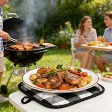 【4 件装 200°F 烤箱隔热垫】1/2/4 件装烤箱隔热垫，聚酯纤维材质，填充物，仅限手洗，耐高温达 200°F，防滑黑色厨房隔热垫，带支架，适用于烹饪和烘焙 - 新款隔熱墊 - 查看 4