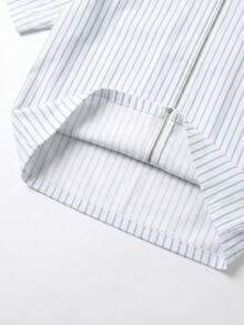 Áo sơ mi nam phong cách đô thị, chất liệu cotton, có khóa kéo, dáng rộng, kẻ sọc dọc, kiểu áo khoác tiện dụng thường ngày, họa tiết in retro Nhật Bản. - Nhiều màu - Xem 7