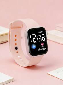 4/1pc New Fashion Minimalist Cute Women Digital Display Small Affordable Electronic Watch Set With Heart-Shaped Bracelet, Suitable For Wearing At Parties, Trips, And Great Gift For Mother's Day, Back To School Season, Holidays - Multicolor - View 7
