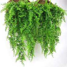 超逼真仿真悬挂植物套装 - 仿真蕨类和常春藤绿植 - 抗紫外线、低维护塑料材质，适用于庭院、门廊和室内空间 - 綠色 - 查看 3