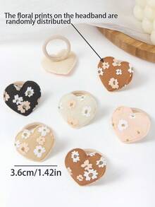 10个美拉德染色3D立体兔耳发圈，可爱碎花弹力发绳，呵护秀发，甜美女孩日常及派对发饰 - 彩色 - 查看 8