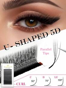 CoMango 12 filas de pestañas en forma de U de 0.07mm 5D premontadas, extensiones de pestañas en abanico naturales y suaves para DIY - Blanco - Ver 9