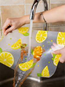 4/8 miếng tấm lót tủ lạnh in họa tiết chanh (30cm*45cm/11.81in*17.72in) có thể giặt, chống nước, chống dầu, phù hợp cho ngăn tủ lạnh, ngăn kính tủ đông, ngăn kéo tủ và nhiều vị trí khác - chanh vàng - Xem 3