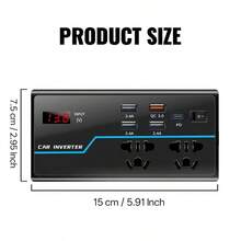 Bộ chuyển đổi nguồn điện ô tô di động 200W, chuyển đổi từ 12V/24V sang 110/220V, sạc nhanh USB/Type-C, màn hình hiển thị kỹ thuật số, dùng được cho ô tô và xe tải. - biến tần xe - Xem 8