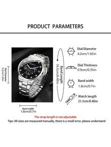 Bộ quà tặng "Phong cách công sở" 4 món của GENEVA: Gồm đồng hồ nam quartz dây thép đen bạc hiển thị chu kỳ mặt trăng, vòng tay mắt xích kiểu , dây chuyền hình thánh giá và nhẫn xoắn. Đồng hồ có mặt số đen bóng bẩy với chữ số La Mã và thiết kế ba mặt số phụ hiển thị chu kỳ mặt trăng; dây thép bạc được đánh bóng toát lên vẻ mạnh mẽ, nam tính. - Bạc - Xem 5
