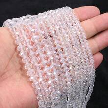 100/200/500颗 4/6/8毫米 透明AB彩刻面水晶玻璃珠 - 扁平圆形散珠，适用于DIY珠宝制作、项链、手链、耳环、钥匙扣和工艺品项目 - 扁珠 - 查看 1