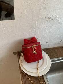 Bolso de cadena acolchado de lujo, estilo dulce, nueva llegada, bolso versátil de hombro, bandolera y asa superior, mini bolso de caja - Multicolor - Ver 3