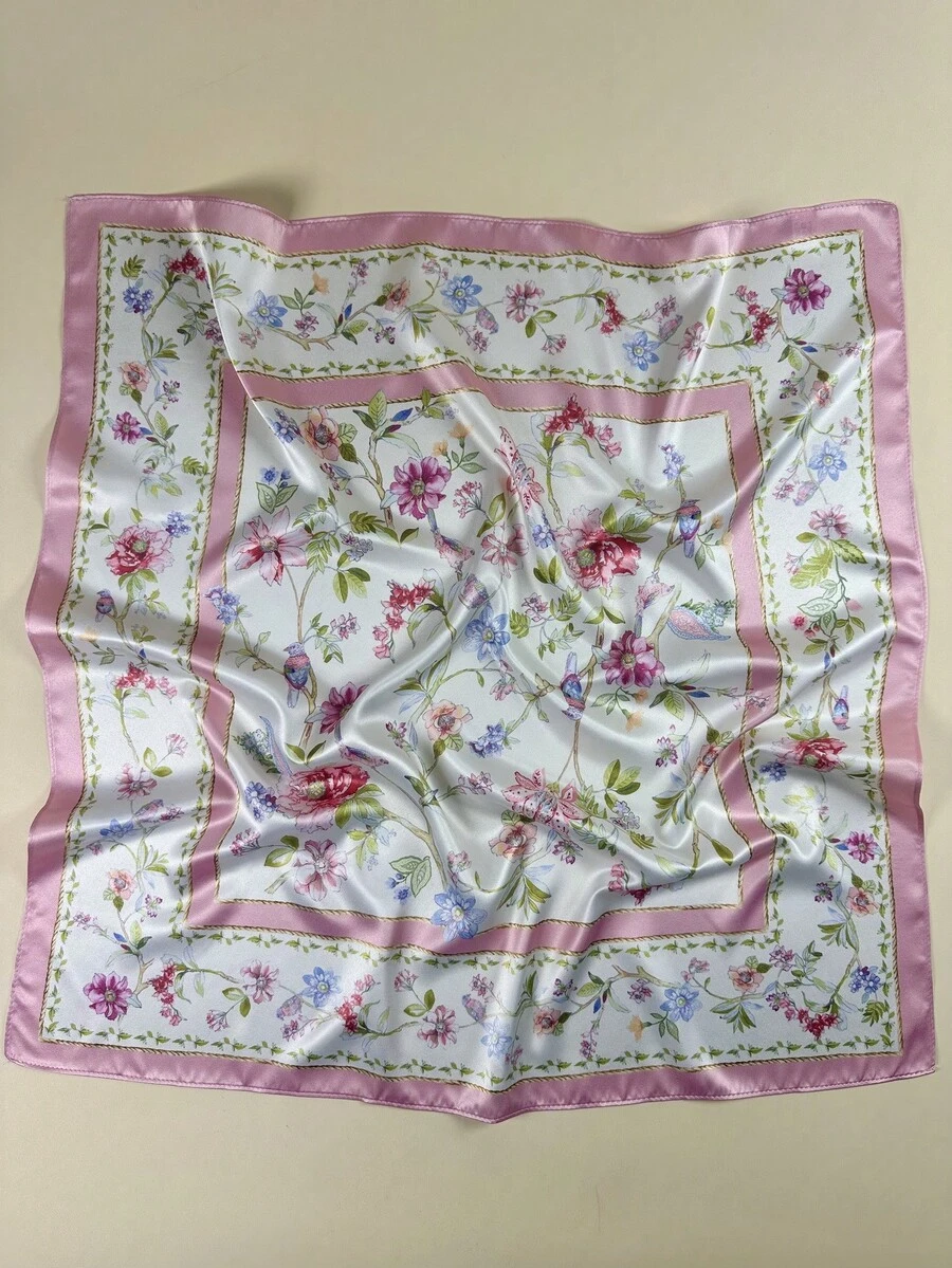 1pc Women's Tree & Bird Printed Headscarf/Headband/Hair Accessory, An Ideal Choice To Create Fashionable Looks,Beach,Holiday - Baby Pink - View 1