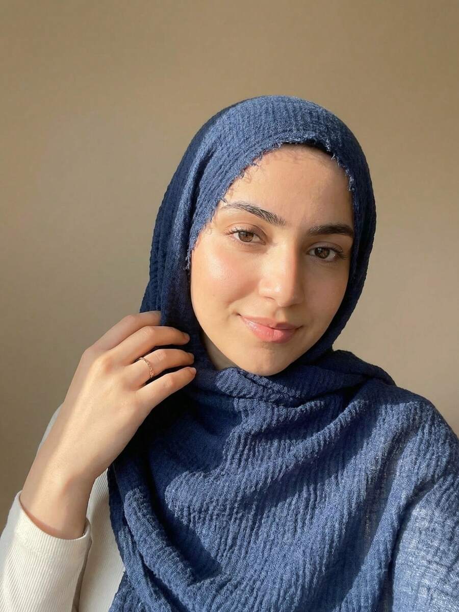 1 条四边流苏泡沫天鹅绒围巾 - 藏蓝色 - 查看 1