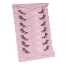 7 cặp mi giả nửa dải, có phần nối đuôi kiểu mắt mèo, mi giả lông chồn tự nhiên và mềm mại, cho vẻ ngoài trang điểm tự nhiên. - màu đen - Xem 6