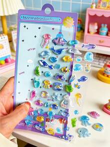 Hình dán 3D Kawaii dễ thương, thiết kế đồ ăn, trái cây, động vật biển, kỳ lân, hình dán gel trong suốt sáng bóng dùng cho sổ lưu niệm, nhật ký, trang trí ốp điện thoại. - Nhiều màu - Xem 8