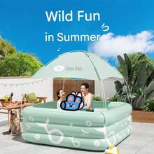 Portable Foldable Inflatable Swimming Pool, Extra Large Thick Outdoor Paddling Pool, Suitable For Balcony, Yard, Lawn, Camping, Party, Enjoy Water Fun Without Going Out, Made Of PVC, Easy To Install And Store, Essential Summer Leisure Item. Pool Only, No Accessories Included - C - View 3