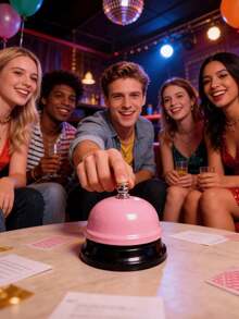1 Pc Pink Mini Desktop Service Bell, Compact Metal Construction Handheld Call Bell For Restaurant Cafe Home Kitchen Party Event Gathering, Loud Clear Sound Tabletop Notification Bell, Lightweight Portable Call Bell For Waitstaff Guest Request Daily Reminder & Game Activity Prop - Pink - View 10