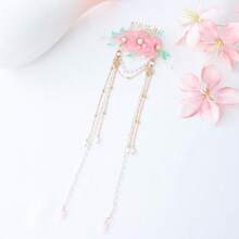 1 chiếc lược cài tóc tua rua dài hình hoa màu hồng thủ công, thích hợp cho các buổi đi chơi, tiệc tùng, cô dâu, đám cưới. - Hồng - Xem 6