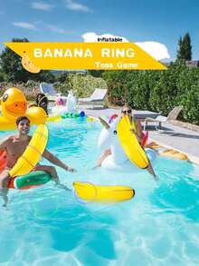 8pcs - Inflatable Banana Toss Game Set, Suitable For Swimming Pool, Bachelor Party, Bridal Shower, Engagement Party, Lingerie Party, Summer Pool Floats, Pool Party And Hawaiian Theme Party Decor (2pcs 26-Inch Bananas And 8pcs Toss Rings) - 香蕉 - 查看 8