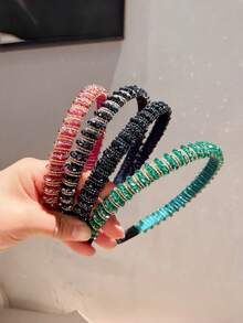 1 pieza Diadema con cristales y rhinestones multicolor, adecuada para fiestas, cumpleaños, uso diario para peinar el flequillo y diadema decorativa para el hogar - Multicolor - Ver 5