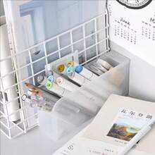 Hộp đựng bút nghiêng 4 ngăn, hộp đựng đồ để bàn, hộp sắp xếp bàn làm việc, giá đựng văn phòng phẩm, giá để bút, đồ dùng văn phòng, phụ kiện bàn làm việc, phụ kiện văn phòng phẩm - Giá đỡ lưu trữ - Xem 3