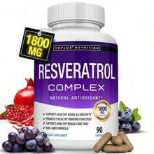 Resveratrol Supplement 1800 Mg Antioxidant Complex - Highly Potent Natural Trans-Resveratrol Pills For Healthy Aging, Overall Health Support, Immune System, Brain Function, For Men Women, 90 Capsules - 2PCS - 查看 9