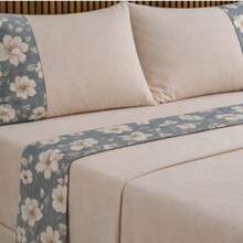 Alegra 400 Thread Count Silk Touch 4-Piece Sheet Set For Double/Queen/King Sizes - Premium Comfort - Gray Beige Flora - View 2