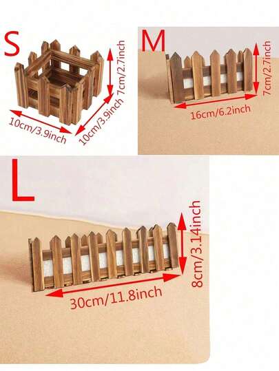 Artificial Flower Insert Wooden Fence Planter Box, Fake Flower Base For Restaurant Partition, Home & Outdoor Decor, Succulent Pot For Garden