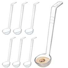 2 piezas Cucharas soperas mini de 1 onza, 20 cm, cucharas de plástico transparente con mango largo, perfectas para servir salsas, sopas, dips, ponches, caldos, cócteles, jugos - Esencial para fiestas - Blanco - Ver 2