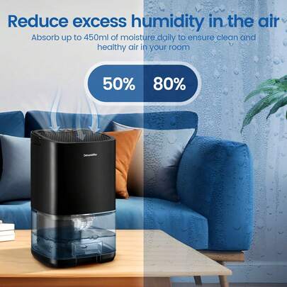 Dehumidifier, Quiet Home Dehumidifier, Suitable For Bedroom, Bathroom, Basement, Auto Shut Off, 7-Color LED Light, Dry & Silent Dehumidifier