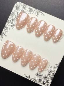 10 Stück/Set Y2K Baddie Stil Nagel-Sticker, kurze quadratische handgemachte Nageltips mit Punktmuster & holografischem rosa Design, geeignet für Frauen & Mädchen, Party, Alltag, inklusive Werkzeug-Set (Zubehörfarbe zufällig) - Verschiedenfarbig - Übersicht 3