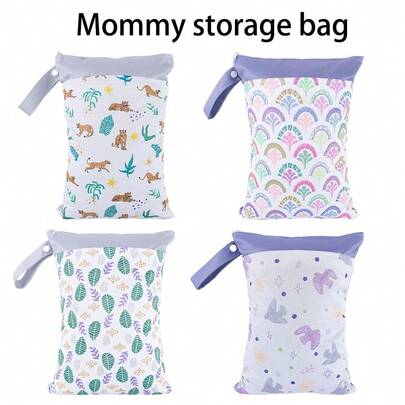 1 túi chống thấm nước có khóa kéo đôi, có thể giặt và tái sử dụng, dung tích lớn, phù hợp cho nhà trẻ, hoạt động ngoài trời hoặc bất kỳ dịp nào, túi đựng đồ di động, chất liệu sợi polyester nhiều màu.
