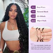 Human Crochet Hair For Women 22 22 22 Inch 150g Pre Separated Deep Wave Feather Crochet Human Hair Pre Looped Miracle Knots Crochet Hair Invisible Human Hair Crochet Bundles Natural Black - Natural Black - View 4
