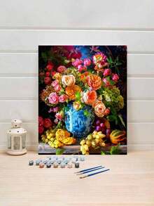 Beautiful Flowers Frameless DIY Acrylic Painting Kit, Carefully Crafted Painting Expressing Your Personalized With Vibrant Colors, No Drawing Experience Required To Create Stunning Artwork, 40*50CM - Multicolor - View 2