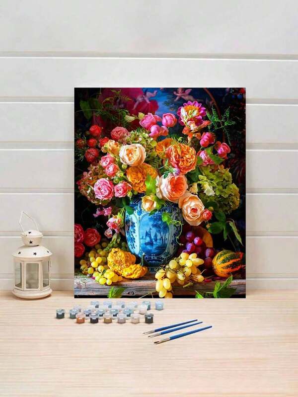 Beautiful Flowers Frameless DIY Acrylic Painting Kit, Carefully Crafted Painting Expressing Your Personalized With Vibrant Colors, No Drawing Experience Required To Create Stunning Artwork, 40*50CM