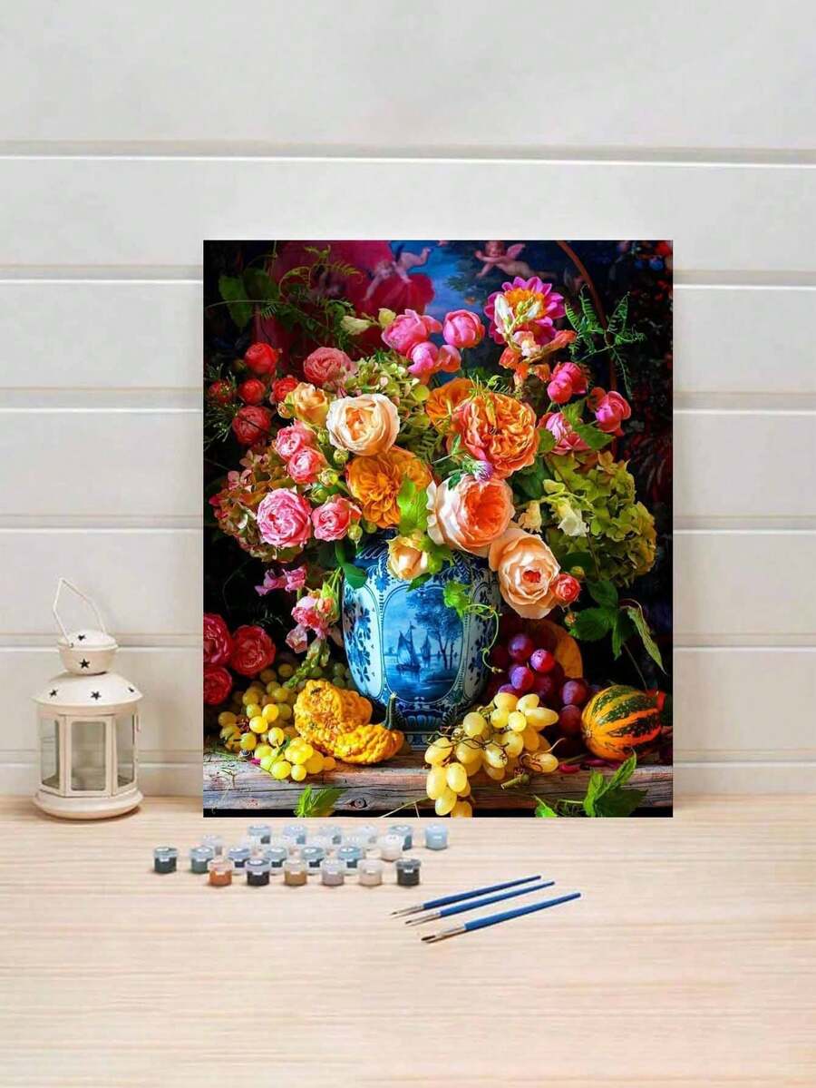 Beautiful Flowers Frameless DIY Acrylic Painting Kit, Carefully Crafted Painting Expressing Your Personalized With Vibrant Colors, No Drawing Experience Required To Create Stunning Artwork, 40*50CM