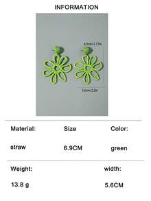 imoli 1 Đôi bông tai dáng hoa rỗng đan bằng sợi raffia kiểu Bohemian, món quà thích hợp cho phụ nữ đi nghỉ mát ở bãi biển. - 29319-xanh lá cây - Xem 8