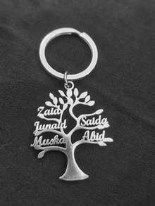 1pc Customized Family Tree Keychain With 1-6 Names, Personalized Stainless Steel Family Name Keychain, Perfect Gift For Family, Boyfriend, Girlfriend, Parents, Grandparents, Suitable For Anniversary, Valentine's Day, Mother's Day - Solid Color - View 4