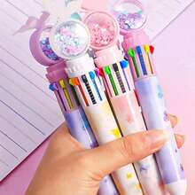1/2/3/4pcs Random 10 Colors Butterfly Glitter Ballpoint Pens, Suitable For Office, School, Back To School Essential - 10-color Butterfly Ballpoint Pen - View 1