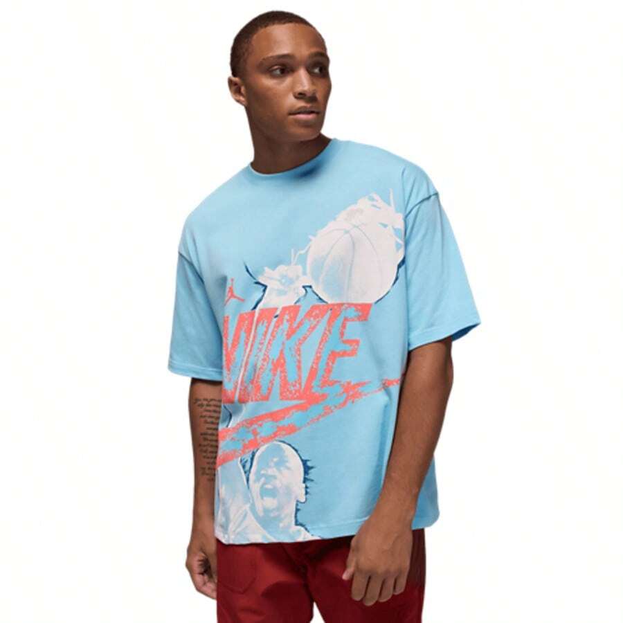 Nike Jordan Reissue Oversized Short Sleeve Crewneck Men's Hot Punch Blue Chill HQ9093-497 - 淺藍色 - 查看 1