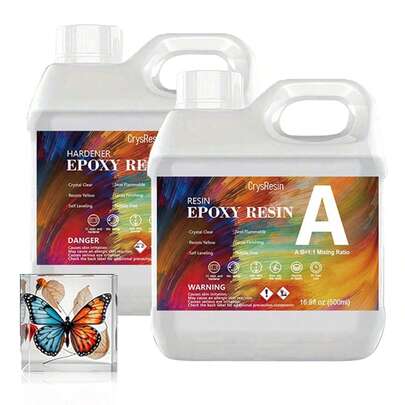 透明环氧树脂套装 - 快速固化、低气味、不收缩、抗紫外线AB胶，适用于DIY工艺品、河流桌涂层，1:1环氧树脂浇注