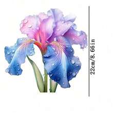 1/2/3 piezas Pegatinas de transferencia de calor con flores de iris alemán, adecuadas para decoración con prensa de calor en camisetas, almohadas, etc. Disponible en varios colores, duraderas, calcomanías de plástico lavables para mochilas, cojines, pantalones, fundas de sofá, impresión de camisetas resistente al lavado y desteñido. - Multicolor - Ver 3